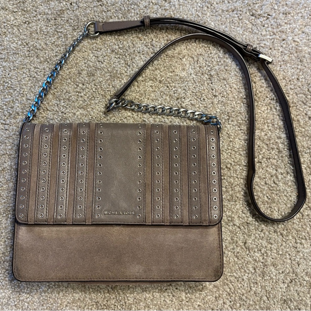 Michael Kors Brooklyn Grommet Large Crossbody Leather & Suede Crossbody Cindy